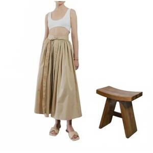 NEW SLOAN cotton midi skirt in tan